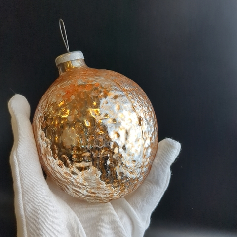 Ёлочная игрушка грецкий орех, гигантская Кремлёвская, 13 см, стекло, винтаж СССР 1960-1980 гг