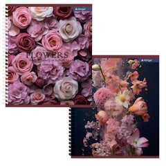 Тетрадь 48л., клетка, Alingar, гребень, блок офсет, мелованный картон (стандарт), "Blossom"