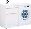 Aquanet 301352 Тумба c раковиной Токио 120L (Персона 120L) напольная 1 ящик 2 фасада цвет белый глянец (301352)