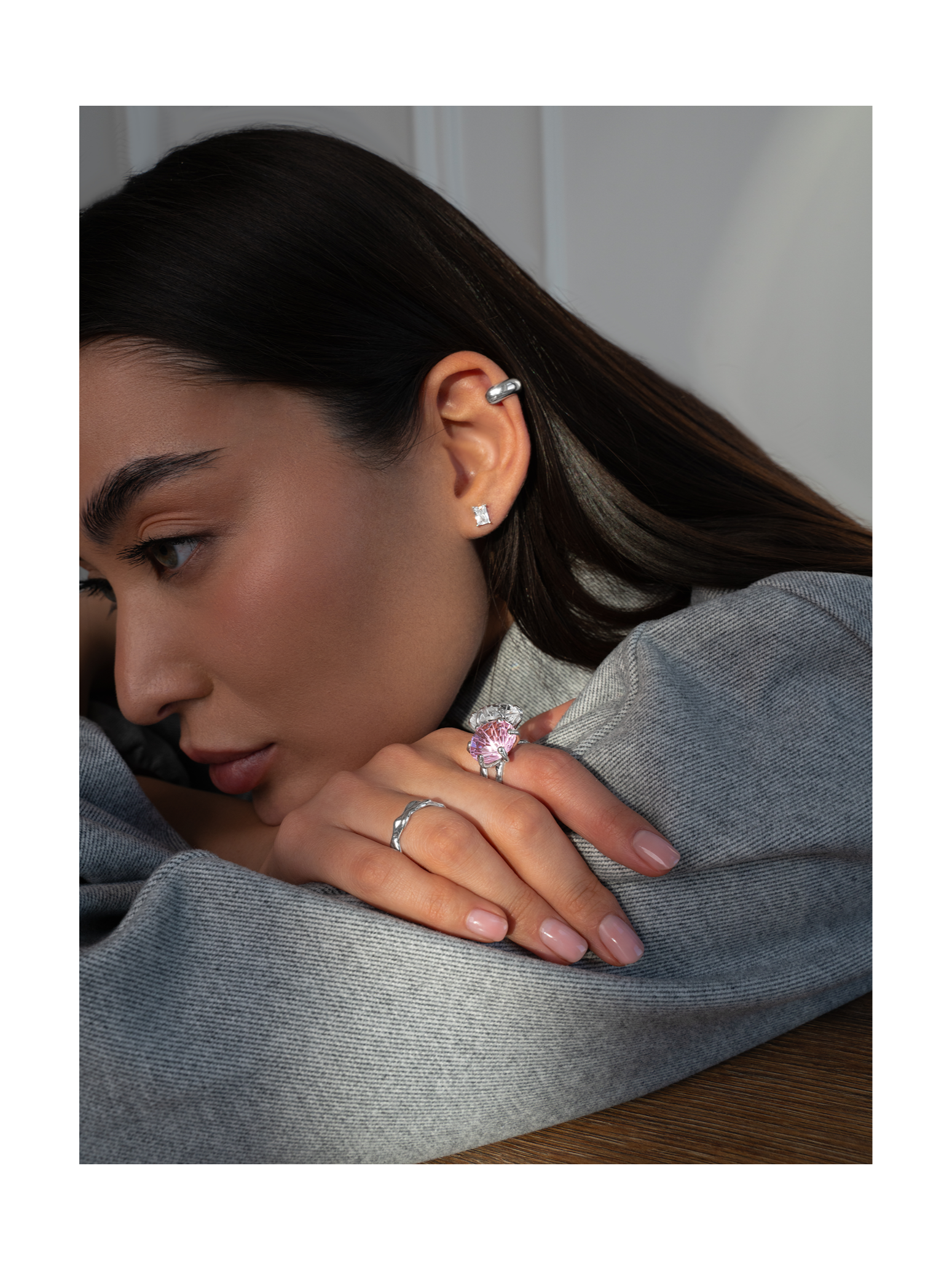 Серьги-гвоздики Средние багеты