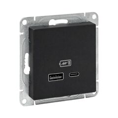 Механизм розетки USB-A+С, чёрный Эпика EKF
