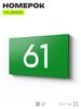 Табличка с номером 61 на дверь квартиры, для офиса, кабинета, аудитории, склада, зеленая 120х70 мм, Айдентика Технолоджи