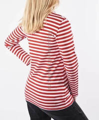 Купить женскую тельняшку с красной полосой - Магазин тельняшек.ру 8-800-700-93-18Тельняшка женская приталенная с красной полосой в Магазине тельняшек