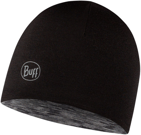 Тонкая шерстяная шапка детская Buff Hat Wool Iightweight Reversible Black-Graphite Multistripes фото 2