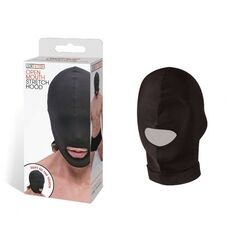 Черная эластичная маска на голову с прорезью для рта - 