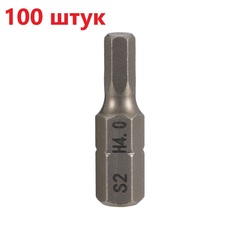 Бита шестигранная HEX 4,0 х25мм S2 100шт SGS 6325-H4.0-100