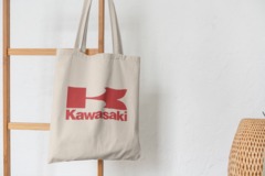 Сумка-шоппер с принтом Кавасаки (Kawasaki) бежевая 0012
