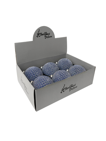 Набор шаров 10см 6шт ChristmasDeLuxe голубой с узором шампань