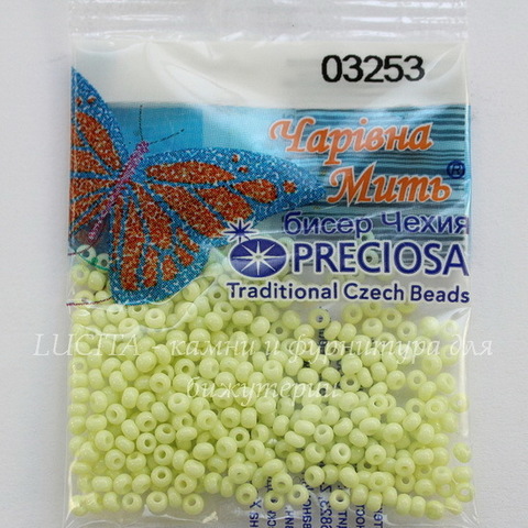 03253 Бисер 10/0 Preciosa Мел Соль-гель желто-зеленый