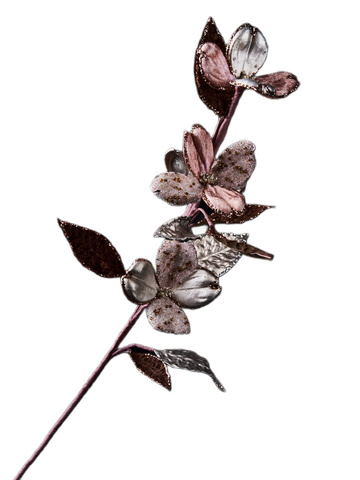 Веточка с листьями кизила 32х74см ChristmasDeLuxe шампань