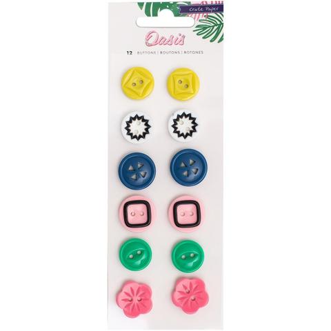 Пуговицы Plastic Buttons -коллекция Oasis от Crate Paper -12шт.
