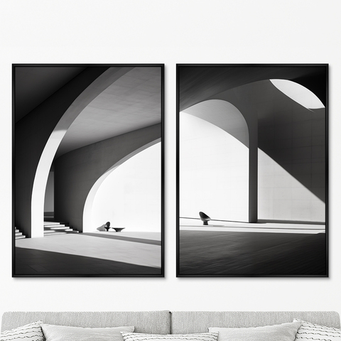 ArtNoMore - Набор из 2-х репродукций картин на холсте Architecture, curves of arches, 2024г.
