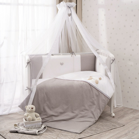 Комплект белья для классической кроватки Прятки 6 предметов цвет молочный