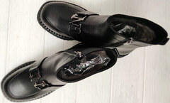 Женские ботинки на тракторной подошве ботильоны натуральная кожа зимние Guero 264-2547 Black.