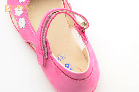 Туфли Тотто из натуральной кожи на липучке для девочек, цвет Розовый, 10208A. Изображение 16 из 16.