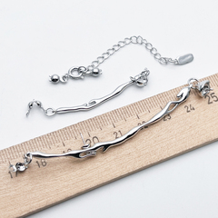 Набор коннекторы + замок для колье, цвет серебро (родий), размер 70 и 40 мм, цена за 1 шт