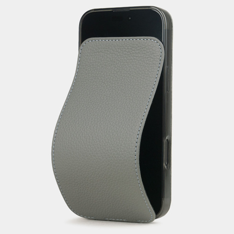 Кожаный чехол для iPhone 16 Pro Max, теленок стального цвета