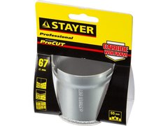 STAYER 67 мм, L 55 мм, карбид вольфрама, кольцевая коронка, Professional (33345-67)