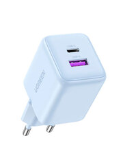 Зарядное устройство  UGREEN X516 (65016) 30W 2-Port USB-C&USB-A GaN Fast Charger EU, голубой