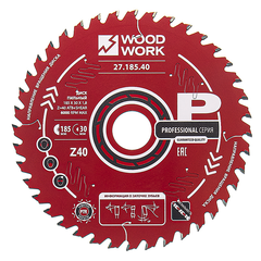 Диск пильный Профессионал 185x1,8/1,2x30 Z=40 A=15 Woodwork 27.185.40