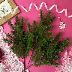 Еловая ветка искусственная, реалистичная, 12 лапок, декор зимний, рождественский, ветка 42 см, набор 3 ветки.