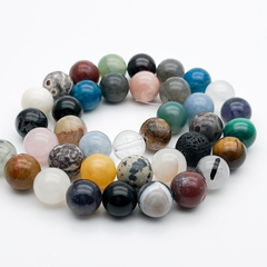 Натуральные камни микс бусины, диаметр около 10-10,6 мм, цена за нить 39 бусин