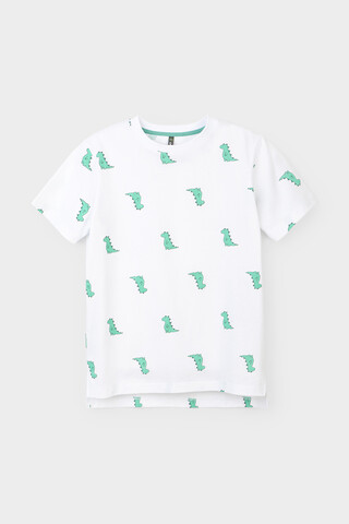 фуфайка  для мальчика  КР 301984/белый,зеленые динозавры