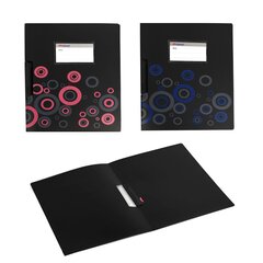 
          Папка-скоросшиватель Sahand, А4, 230х310 мм, 150 мкм, пластик, черная матовая, цветной рисунок,поворотный зажим, карман для визитки, "Black C"