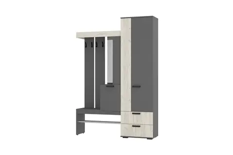 Прихожая Трамп графит / дуб крафт белый