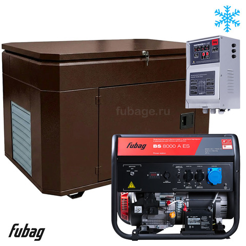 Бензиновый генератор в зимнем ультра тихом кожухе с блоком АВР Fubag BS 8000 A ES/1400SSW RAL 8019