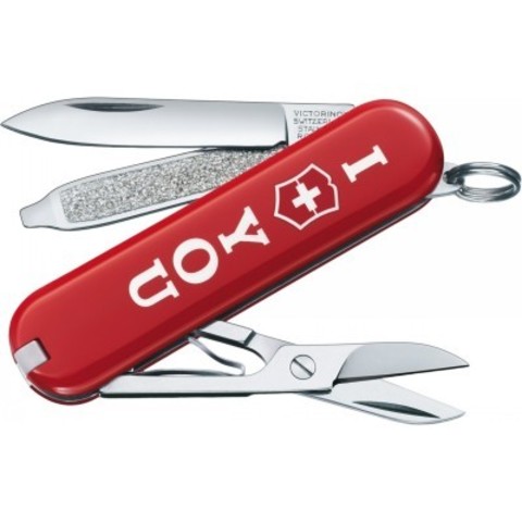 Нож-брелок Victorinox Classic Gift (0.6223.851) 7 функций, 58 мм. в сложенном виде, цвет красный
