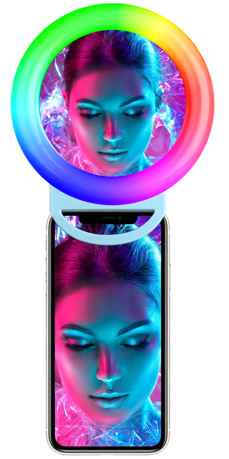 Купить Светодиодное селфи-кольцо с USB 2.0 для телефона RGB Selfie Ring  Light A4S (Синий) за 290 руб, в Чехолере