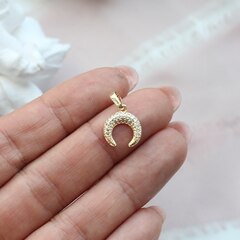 Подвеска с фианитами Лунница 13,2*11,6 мм, позолота, П585
