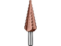 ЗУБР Кобальт, 4-20 мм, 9 ступеней, сталь Р6М5, кобальтовое покрытие, ступенчатое сверло, Профессионал (29672-4-20-9)