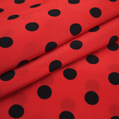 Ткань плательная Кашибо чёрный горох на красном, d 1,2 см
