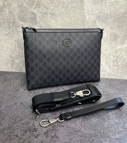 Сумка-мессенджер Gucci с переплетенными буквами G черный