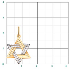 3333- Подвеска Звезда Давида  из комбинированного золота 585пр