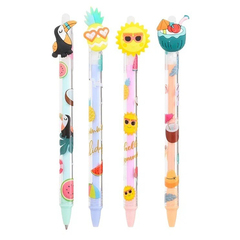 
          Ручка гелевая, пиши-стирай, автоматическая, Basir, синие чернила, серия "Hello summer", цветной корпус с фигуркой, 36 шт