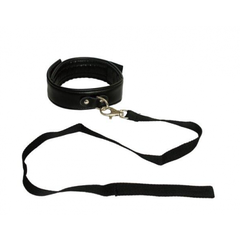 Ошейник с поводком, экокожа, черные