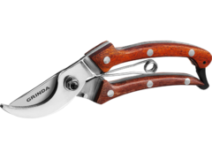 GRINDA P-17, 195 мм, из нержавеющей стали, с деревянными рукоятками, цельнокованый компактный плоскостной секатор, PROLine (423417)