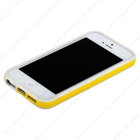 Бампер для iPhone SE/ 5s/ 5C/ 5 белый с желтой полосой
