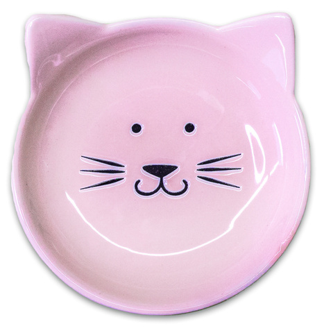 КерамикАрт блюдце керамическое Мордочка кошки 80 мл (Розовая)