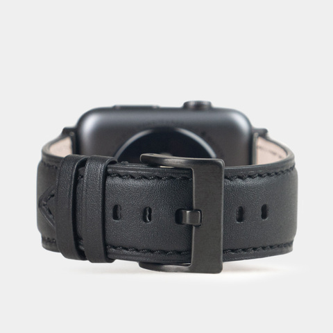 Ремешок для Apple Watch 44/45/46 mm из кожи теленка, черного цвета