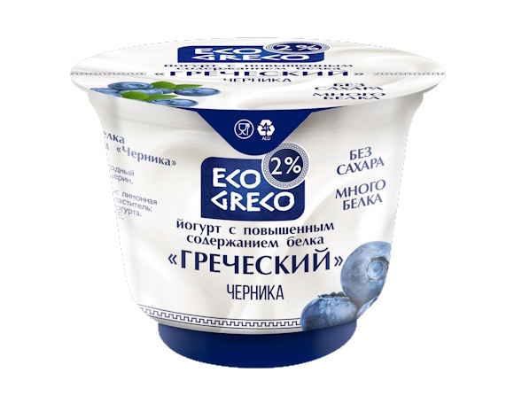 Йогурт Греческий "ECO GRECO" Черника 2% 230г. Бабушкина крынка - купить ...