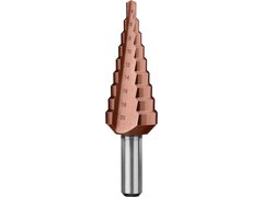 ЗУБР Кобальт, 4-20 мм, 9 ступеней, сталь Р6М5, кобальтовое покрытие, ступенчатое сверло, Профессионал (29672-4-20-9)