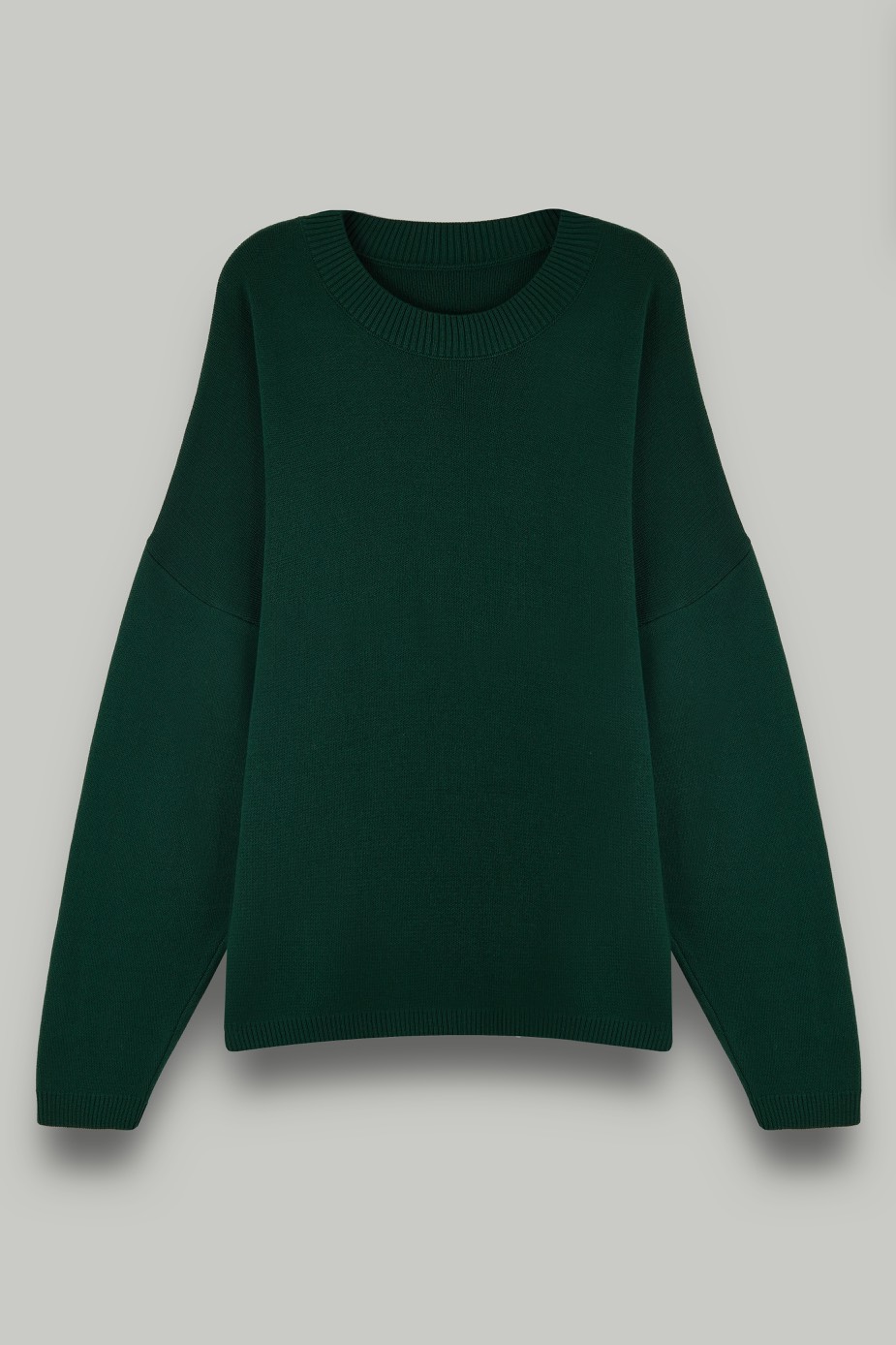 Джемпер вязаный с круглым вырезом, изумруд