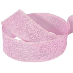 
          Декоративная лента капроновая двухслойная для декора и флористики, 4 см, намотка 25 ярдов, цв.розовый, дизайн паутинка