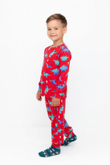 пижама  для мальчика  К 1552/насыщенно-красный,динозавры
