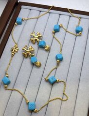 Серьги TORY BURCH с голубыми вставками