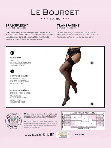 Чулки 1TR1 BAS Transparent Satine 15 Porte-Jarretelles Le Bourget